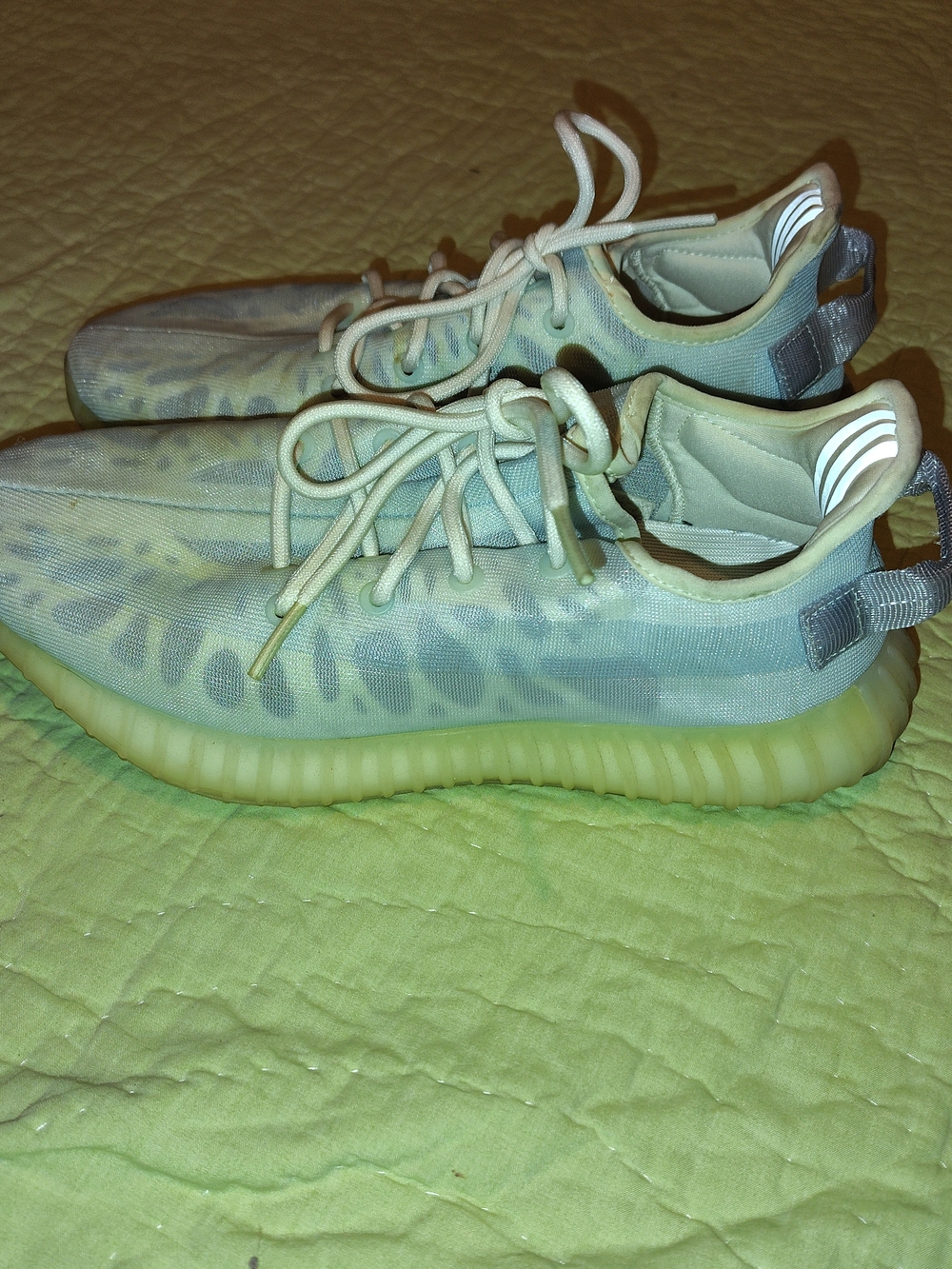 adidas Yeezy Men's Light Gray and Pale Green Athletic Sneakers